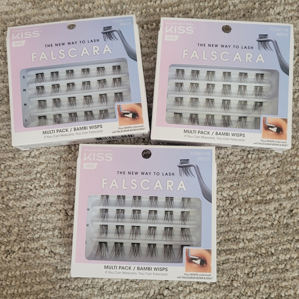 3 Boxes - Kiss Falscara Multi Pack Bambi Wisps - Black